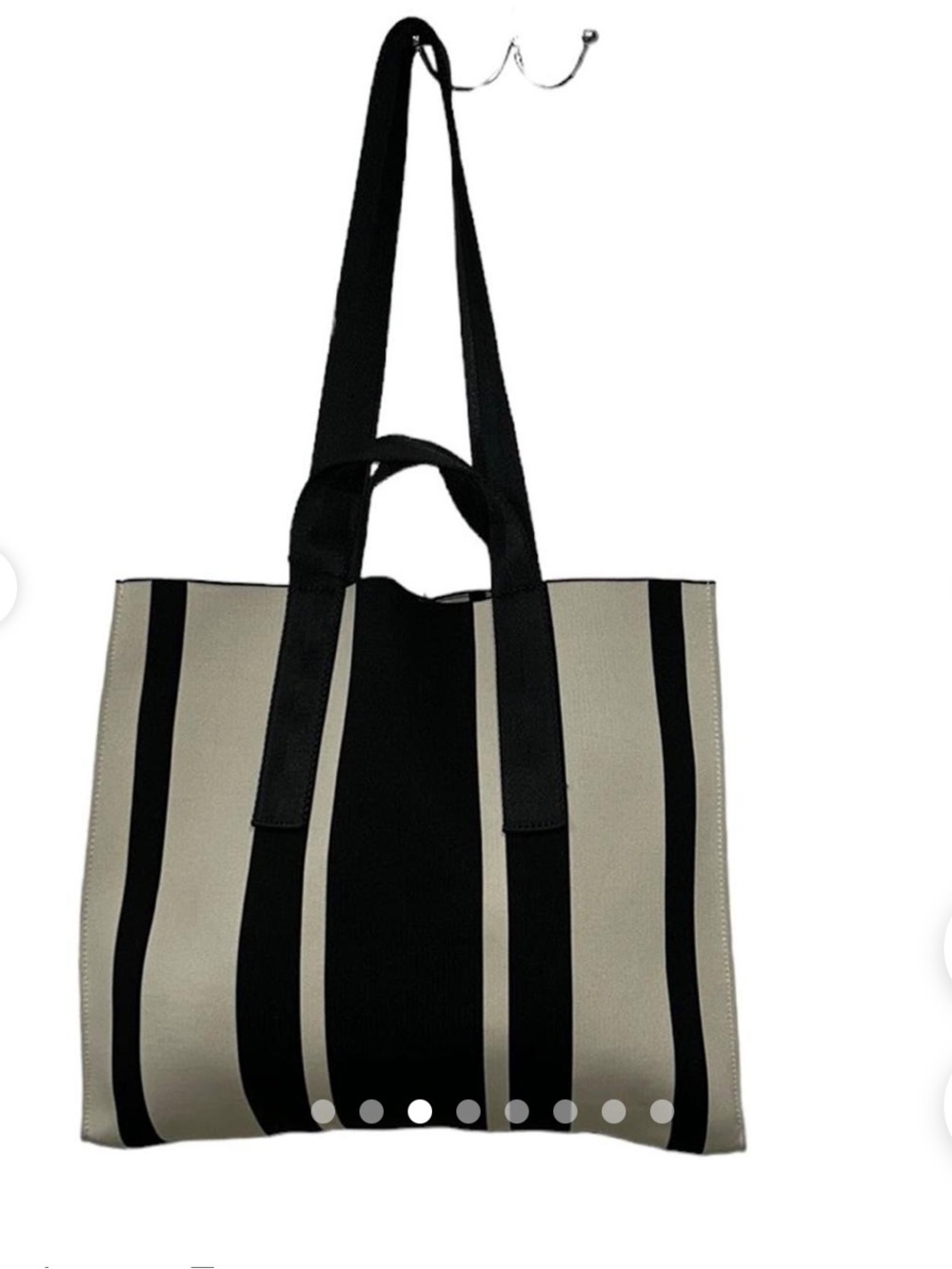 Black & White cream Striped Canvas Tote Bag by Zara